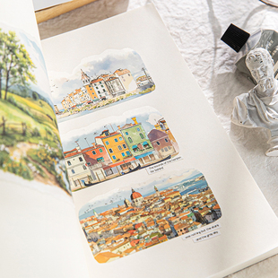 朝雨 饰diy造景贴纸pet 欧美旅行风景手帐花边胶带ins风建筑边框装