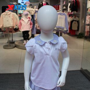 特步女童短袖POLO衫小童2026夏季新款T恤透气上衣674224023482