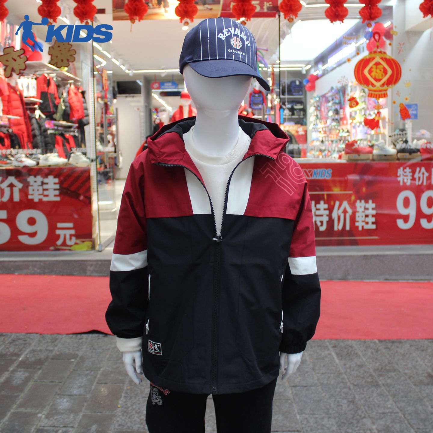 乔丹儿童外套2026春男童连帽梭织运动抓绒双层风衣TDAFDA261180A