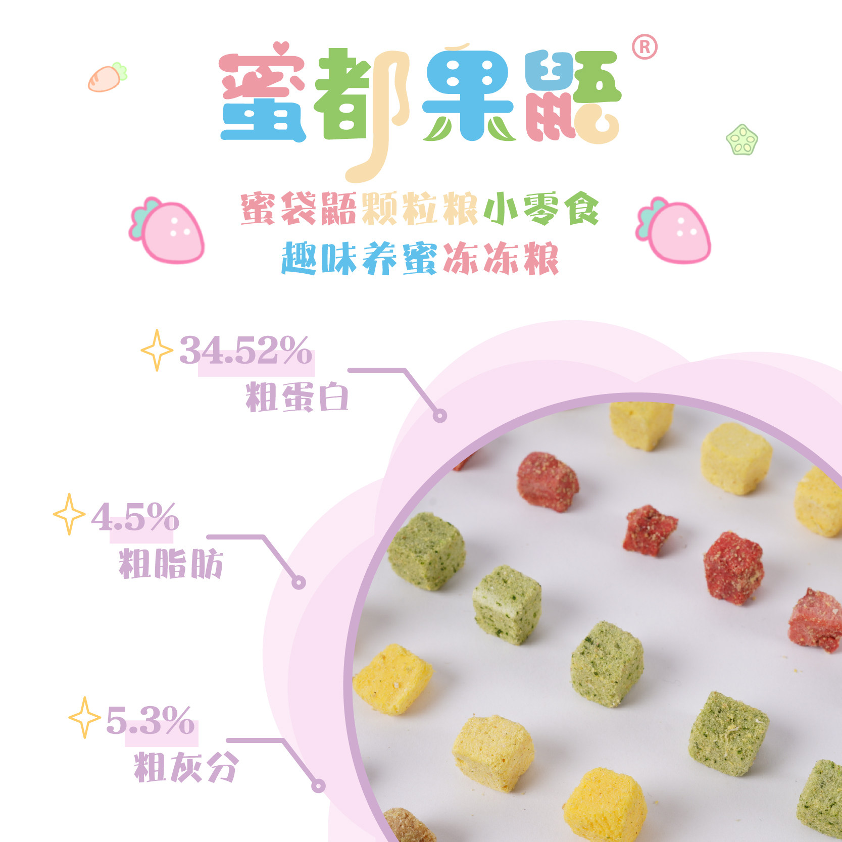 [SUN颗粒粮]蜜袋鼯冻干蔬菜鸡肉面包虫溶豆奶酪引逗零食美毛增肥