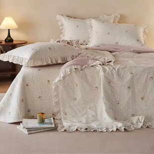 [云岚花海]床盖多用被四件套 面料：A版双层纱B版60支细纱棉