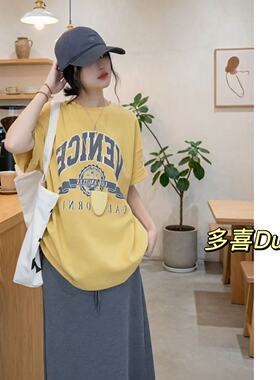 Duoxi+“雏菊黄”F106#短袖T恤女夏季新款休闲日常显瘦百搭上衣