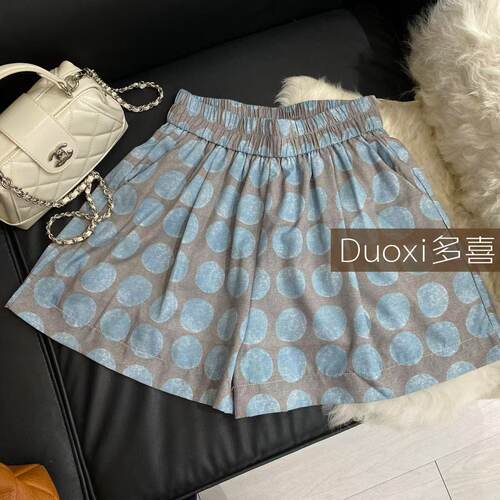 Duoxi+“碎花短裤”A字版型休闲阔腿短裤高腰显瘦百搭短裤