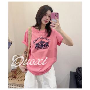 Duoxi+ 芭乐 G2617#短袖T恤女夏季新款简约宽松休闲圆领上衣服