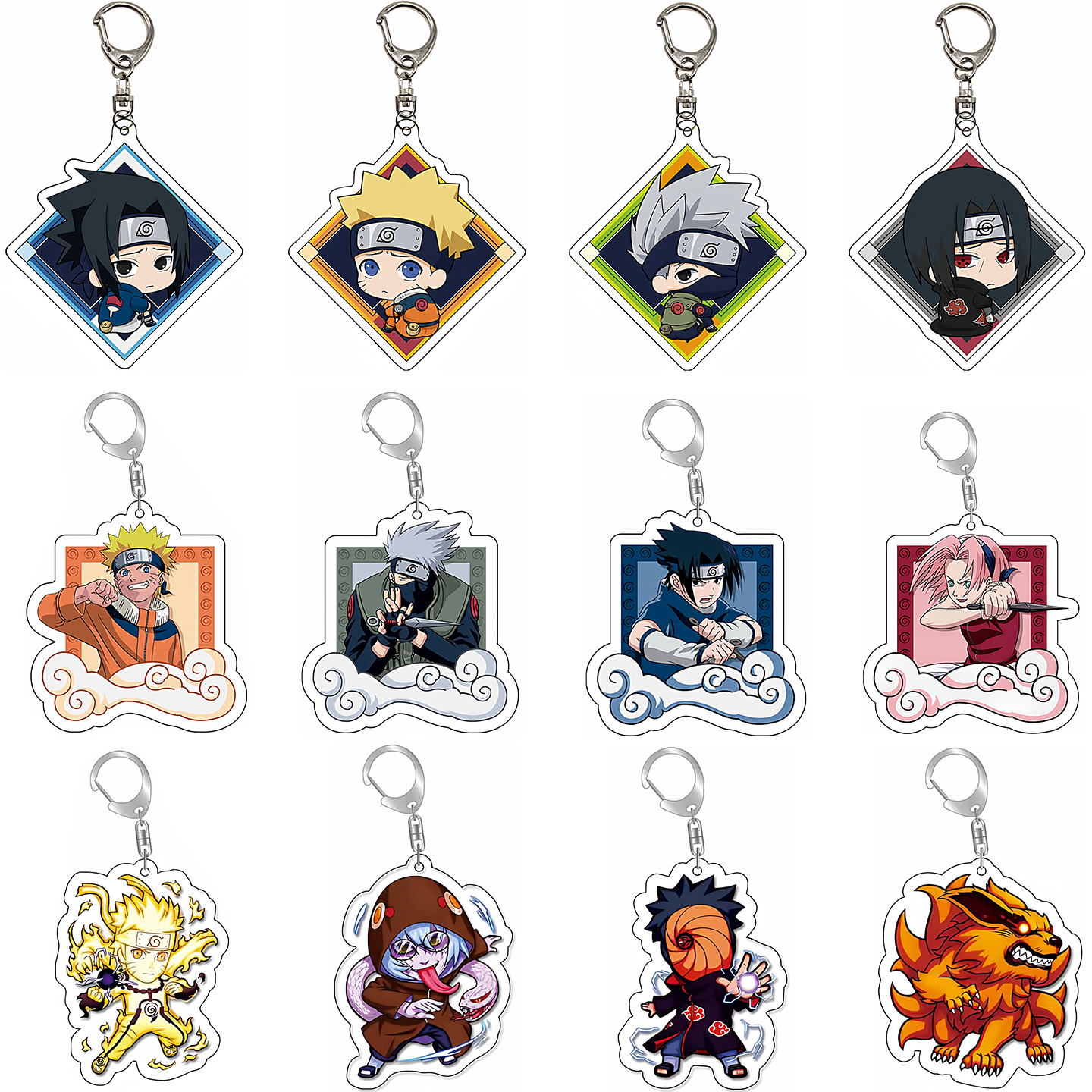 日本忍者挂件亚克力钥匙扣尾兽动漫周边木叶隐村鸣人吊坠挂饰