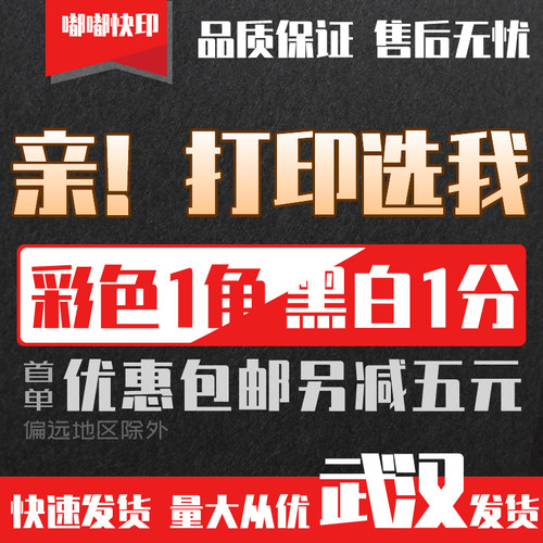 武汉同城网上打印资料复印书本装订文件成册大量小彩色黑白a4包邮 - 封面