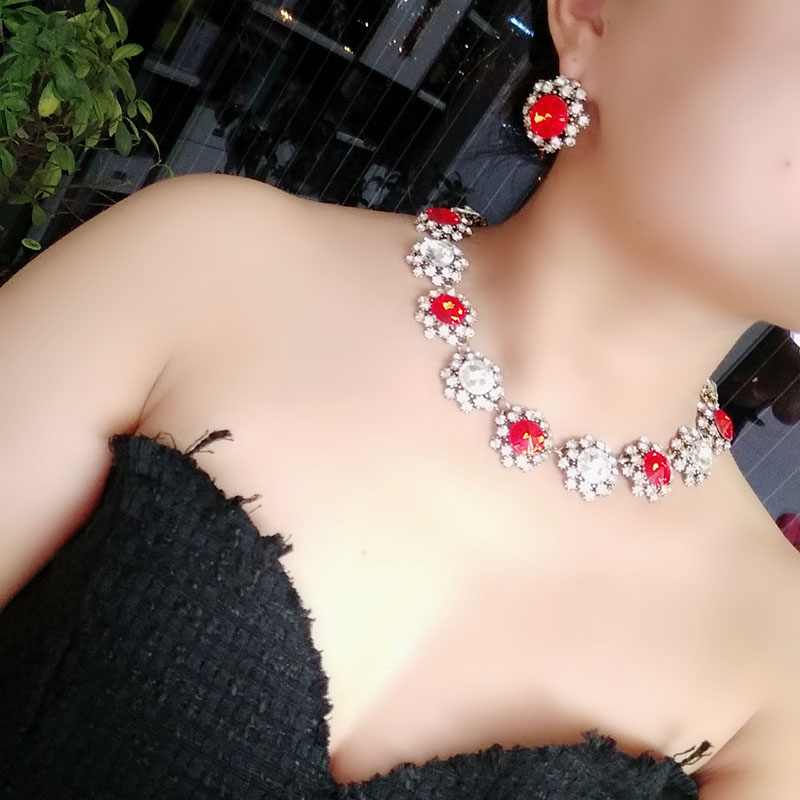 欧美水晶新娘礼服宴会项链耳环