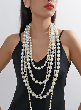 个性串珠耳钉毛衣链套链旗袍配饰