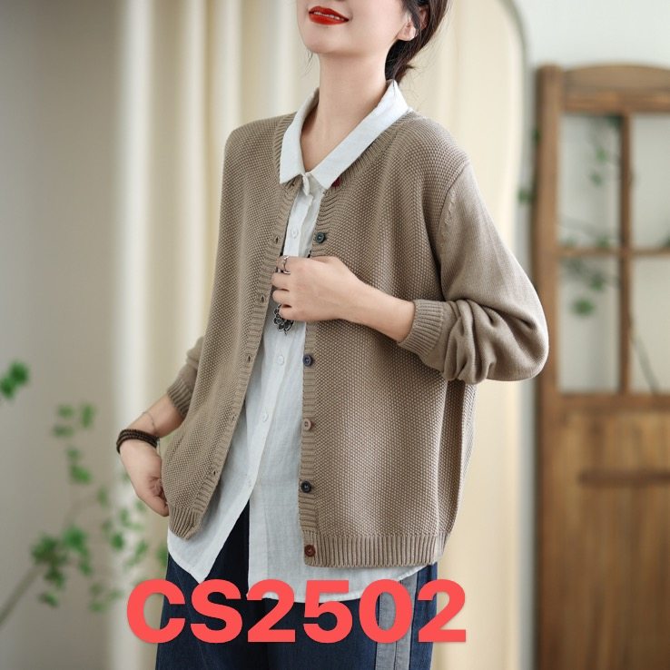 春季圆领毛衣针织衫开衫外套女