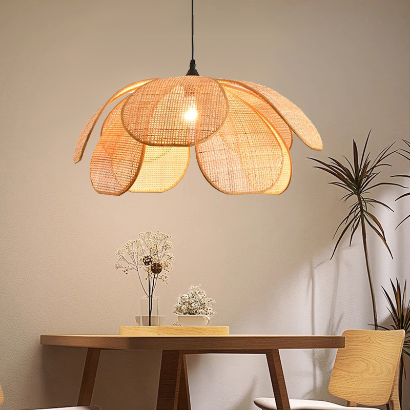 藤编艺术花瓣个性法式吊灯