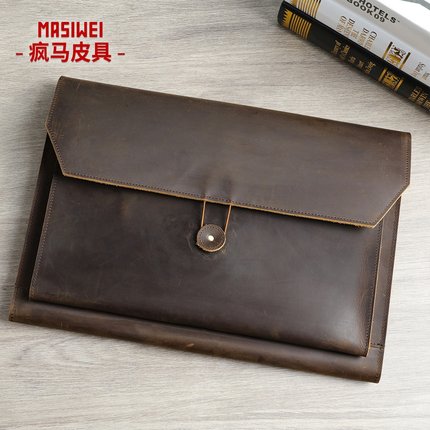 2026春季头层牛皮男士手拿包多功能15寸笔记本电脑包保护套复古