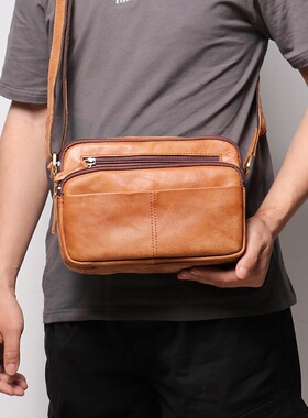 2026春夏复古真皮男包男士磨砂皮单肩包牛皮斜挎包大容量iPad