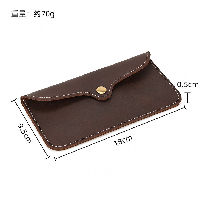 2026春夏热款简约手机包真皮钱夹复古男士疯马皮长钱包信封包翻盖