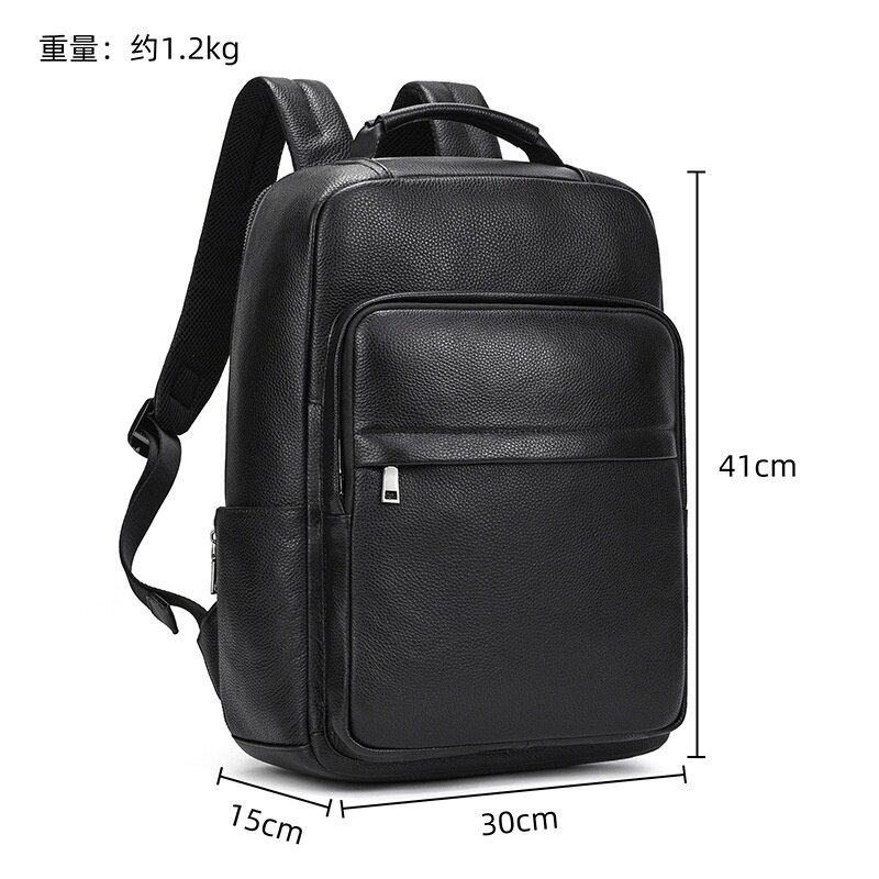 2026春夏男士真皮双肩背包牛皮通勤15寸电脑包黑色出差休闲双肩包