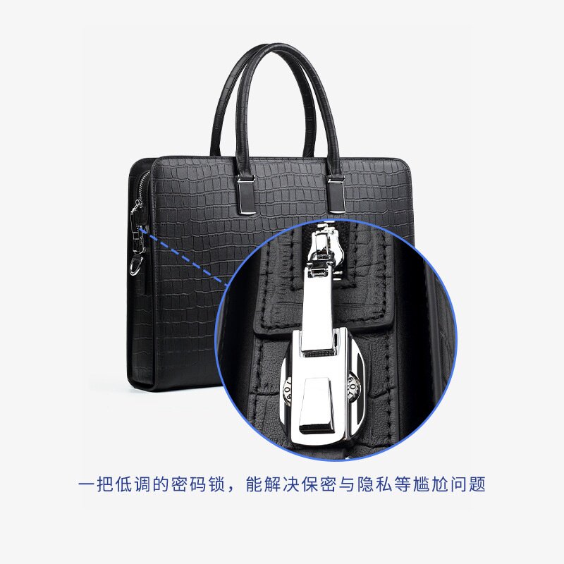 2026春夏新款真皮男包大容量商务男式公文包头层牛皮密码锁防盗
