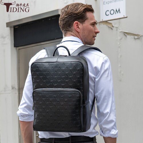 2026春夏潮牛新款双肩包男士真皮背包商务通勤电脑包时尚休闲牛皮