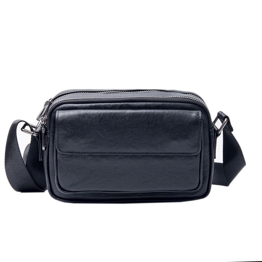 2025秋冬日韩潮牌男士斜挎单肩包横款真皮男包小挎包商务休闲头层