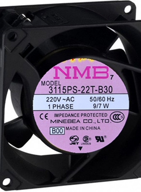 3115PS-22T-B30 全新 原装NMB 8038 220V 9/7W 交流铝框 风扇