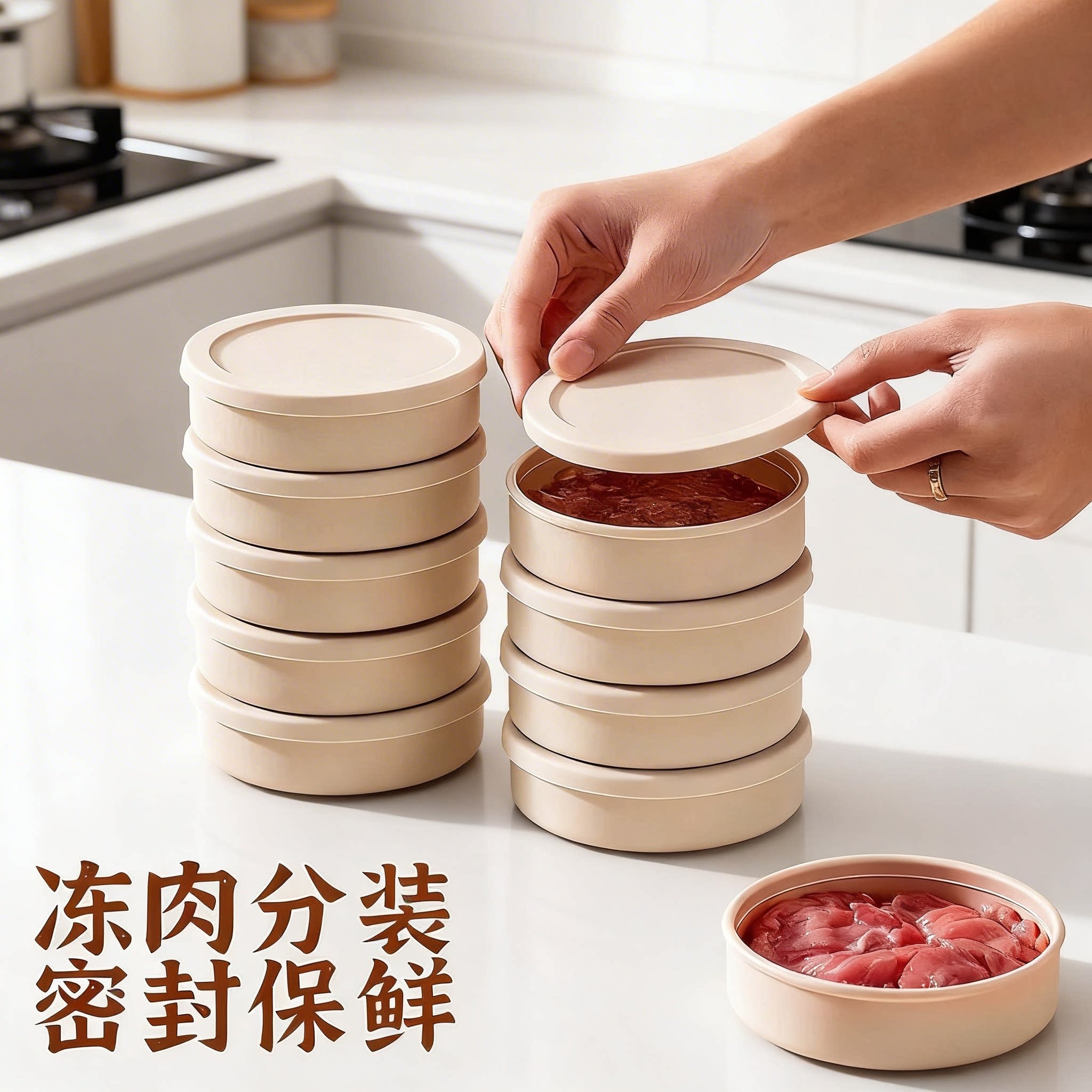 牛肉饼模具分装盒冰箱自制定型硅胶冷藏分装冷冻盒食品级肉类虾饼