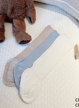 Chubby Cheeks新生婴儿抓地防滑纯棉中长筒袜ins潮宝宝袜子中筒袜