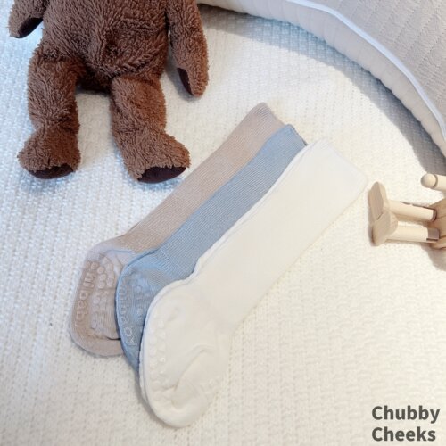 Chubby Cheeks新生婴儿抓地防滑纯棉中长筒袜ins潮宝宝袜子中筒袜