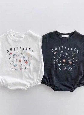 2025新款婴幼儿无袖背心爬服韩版男女宝纯棉舒适包屁衣夏季连体衣