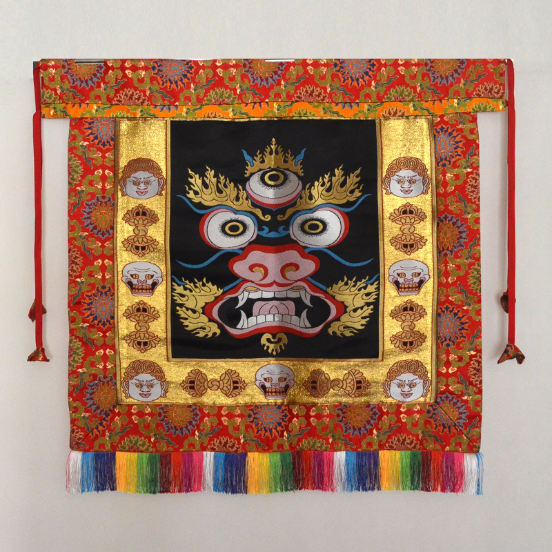 藏族寺院经堂挂件布艺饰品居家墙面装饰三眼金莲花围裙挂画