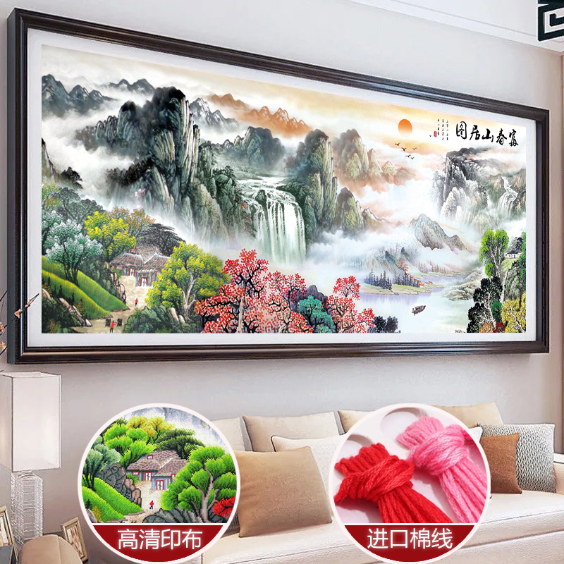 蒙娜丽莎风景客厅满绣十字绣寓意