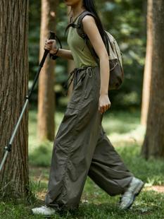 夏季户外登山速干透气降落伞工装裤女小个子宽松超轻薄纸袋裤男女