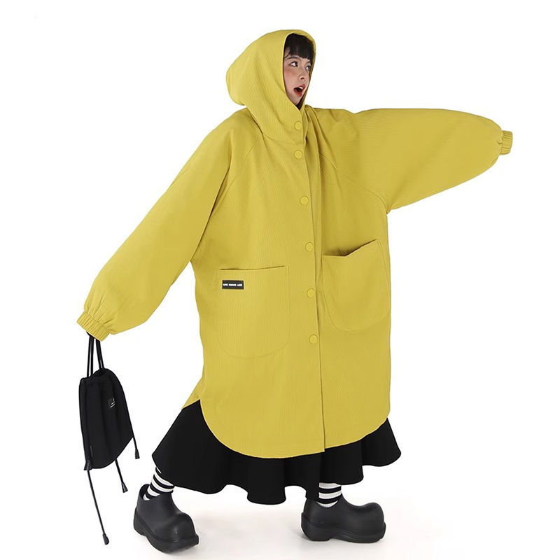 冬季巫师帽保暖中长款棉服女