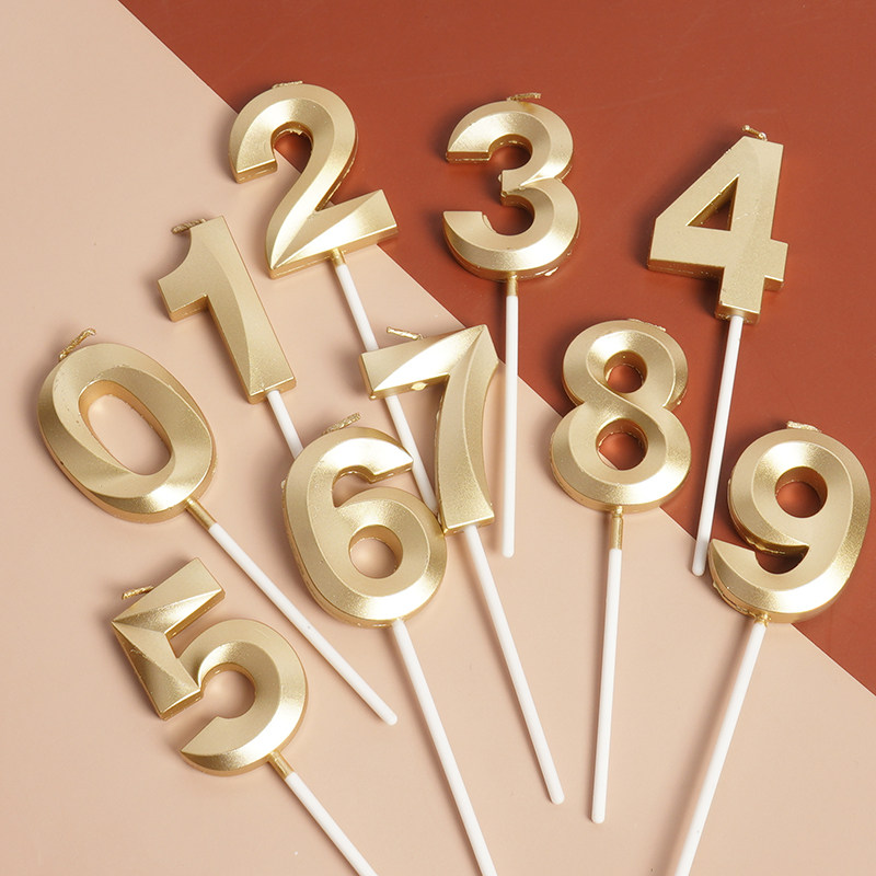 ins风歌剧院系列高档金色银色数字蜡烛烘焙排队生日蛋糕装饰插件