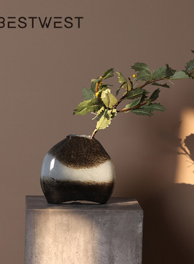 【Taka】黑色花瓶玻璃摆件客厅水养插花复古水培鲜花瓶轻奢高级感