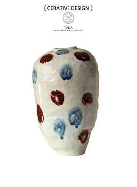 景德镇陶瓷花瓶波点装饰摆件家居小众艺术品家居客厅饰品手工花器