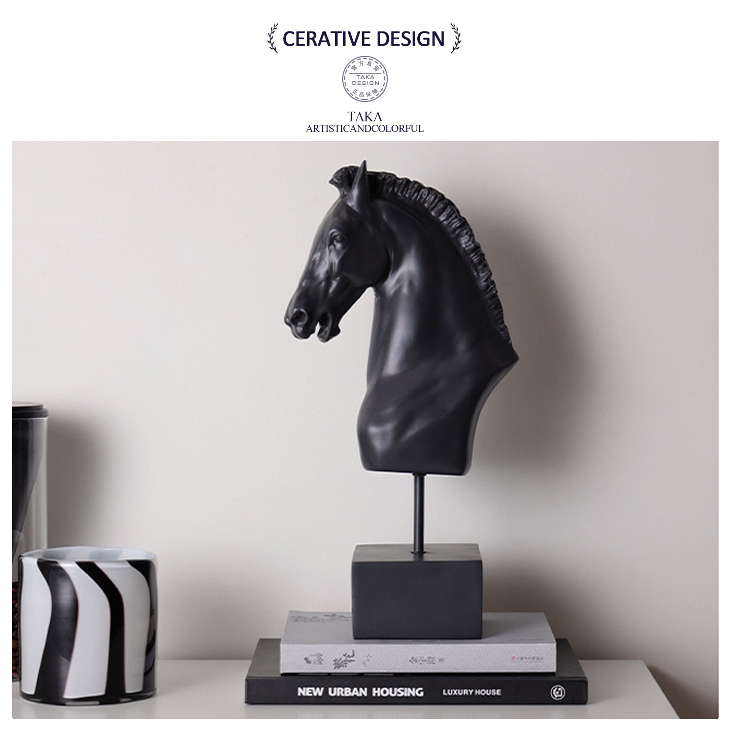 中古风轻奢高档雕塑骏马头摆件