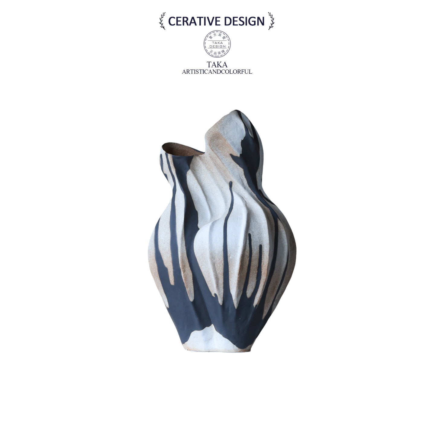 现代简约抽象条纹花瓶陶瓷摆件客厅玄关艺术轻奢插花家居装饰花器,家居饰品,花瓶,淘宝优惠券,粉丝福利购,淘宝优惠卷