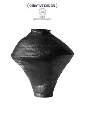 景德镇中式黑色陶瓷花瓶诧寂风复古设计感家居艺术装饰高级感花器