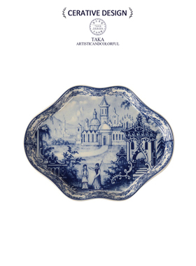 以画入陶古风陶瓷置物盘青花瓷收纳盘复古典艺术小众高颜值储物盘