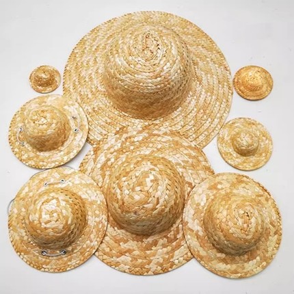 儿童小草帽麦秆娃娃婴儿玩具公仔玩偶宠物斗笠遮阳帽diy装饰帽子