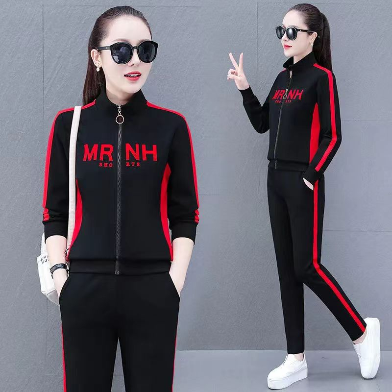 休闲运动套装女2025春秋新款时尚立领运动服广场舞卫衣跑步两件套