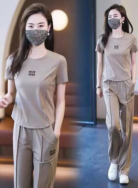 显瘦宽松阔腿裤休闲服两件套