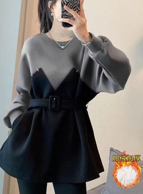 假两件收腰黑色卫衣外套女设计感上衣女装欧洲站2025春季新款欧货