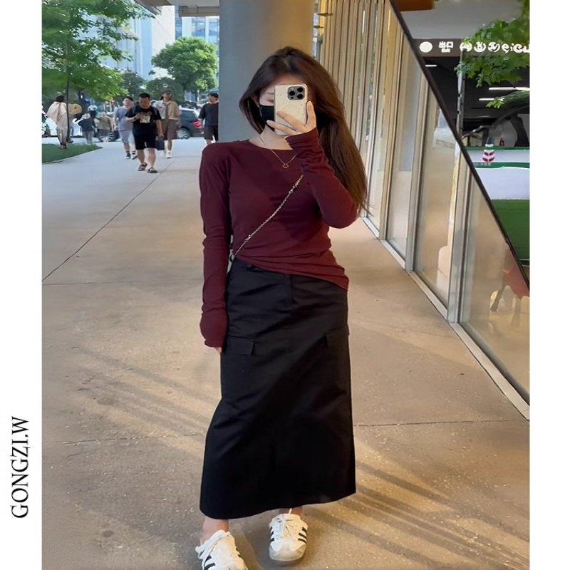 白色圆领长袖打底衫T恤春秋季新款时尚洋气修身显瘦百搭休闲上衣,女装/女士精品,时尚套装,淘宝优惠券,粉丝福利购,淘宝优惠卷