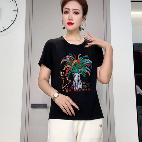 2026新款短袖t恤女 上衣大码中年妈妈装夏季女士体恤减龄宽松显瘦