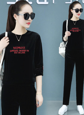 金丝绒运动套装休闲服两件套