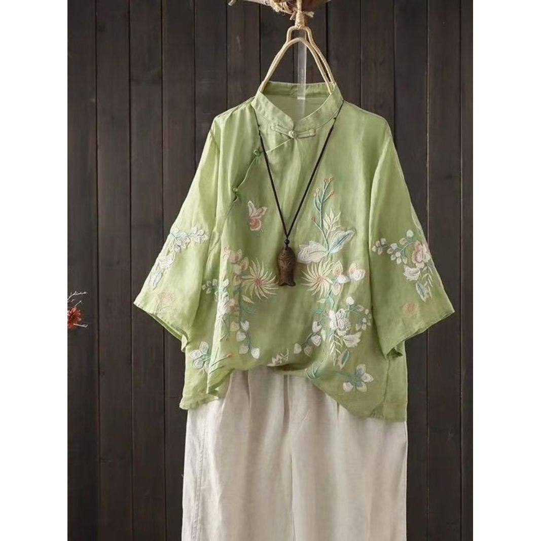 宽松棉麻改良汉服禅意茶服上衣