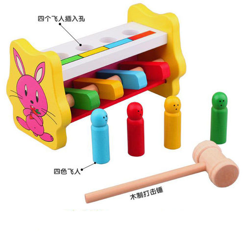 幼得乐敲击桩木玩具儿童益智早教