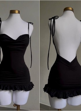 Sexy backless tie babes wrap hip skirts  性感露背系带包臀裙