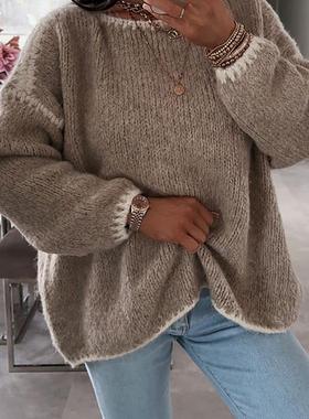 Pullover long-sleeved casual knitted sweater套头休闲针织毛衣