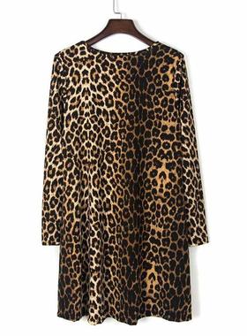 Long-sleeved leopard print thickened dress长袖豹纹加厚连衣裙