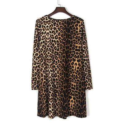 Long-sleeved leopard print thickened dress长袖豹纹加厚连衣裙